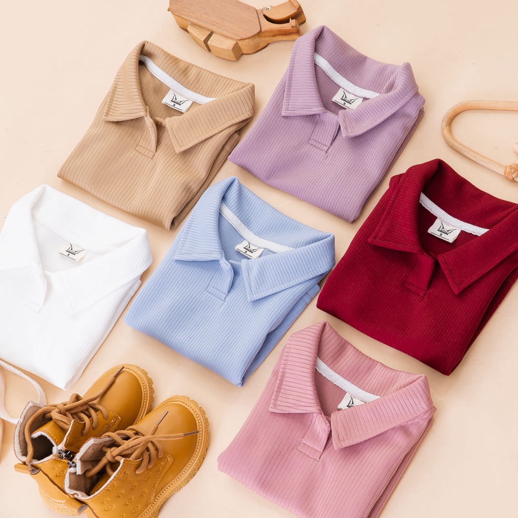 LITTLE CARACAL PATRIZIA CHERRY TOP POLO KUTUNG BAJU ANAK TANPA LENGAN ATASAN ANAK KERAH PEREMPUAN BAJU ANAK PEREMPUAN