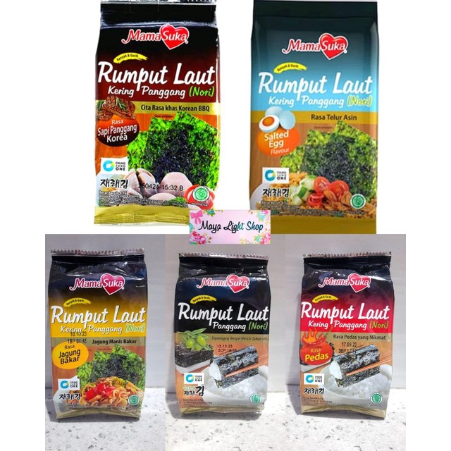 

Nori Crispy Seawed Snack Nori rumput Laut mama suka snack seafood halal nori garing