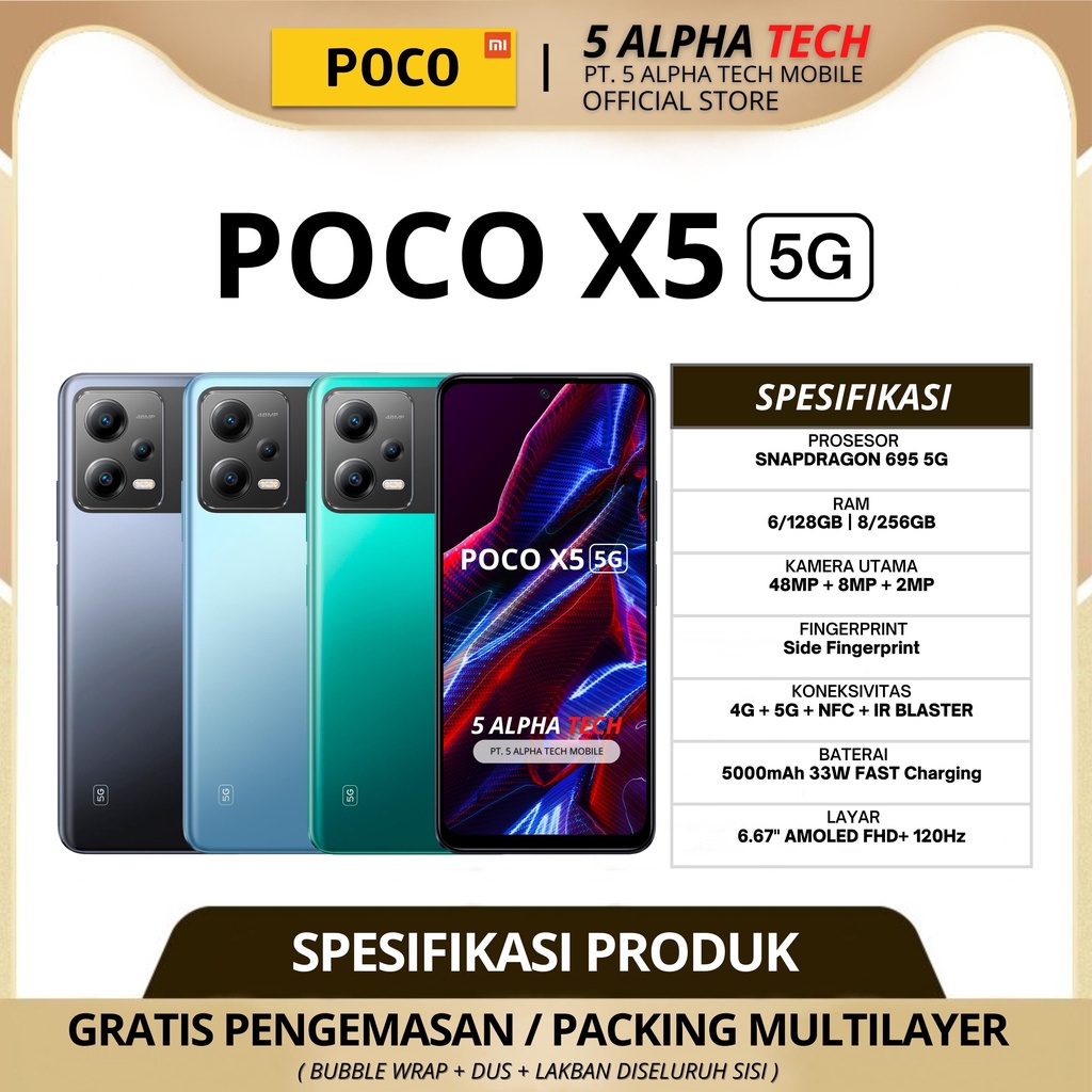 POCO X5 5G NFC 8/256GB 6/128GB GARANSI RESMI XIAOMI INDONESIA