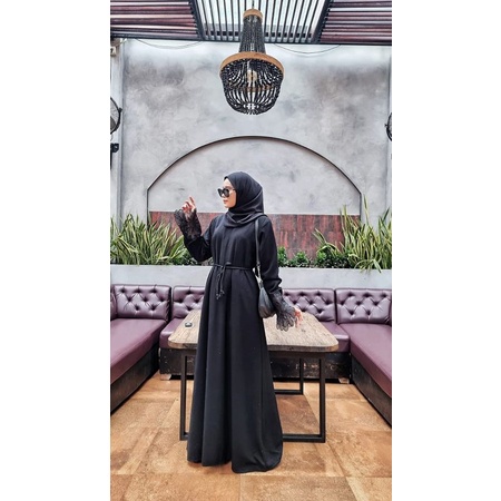 ABAYA GAMIS HITAM/ABAYA BORDIR BLACK FLOWER BLACK SWAROSKI/ABAYA TURKEY/GAMIS HITAM POLOS/DRESS POLO