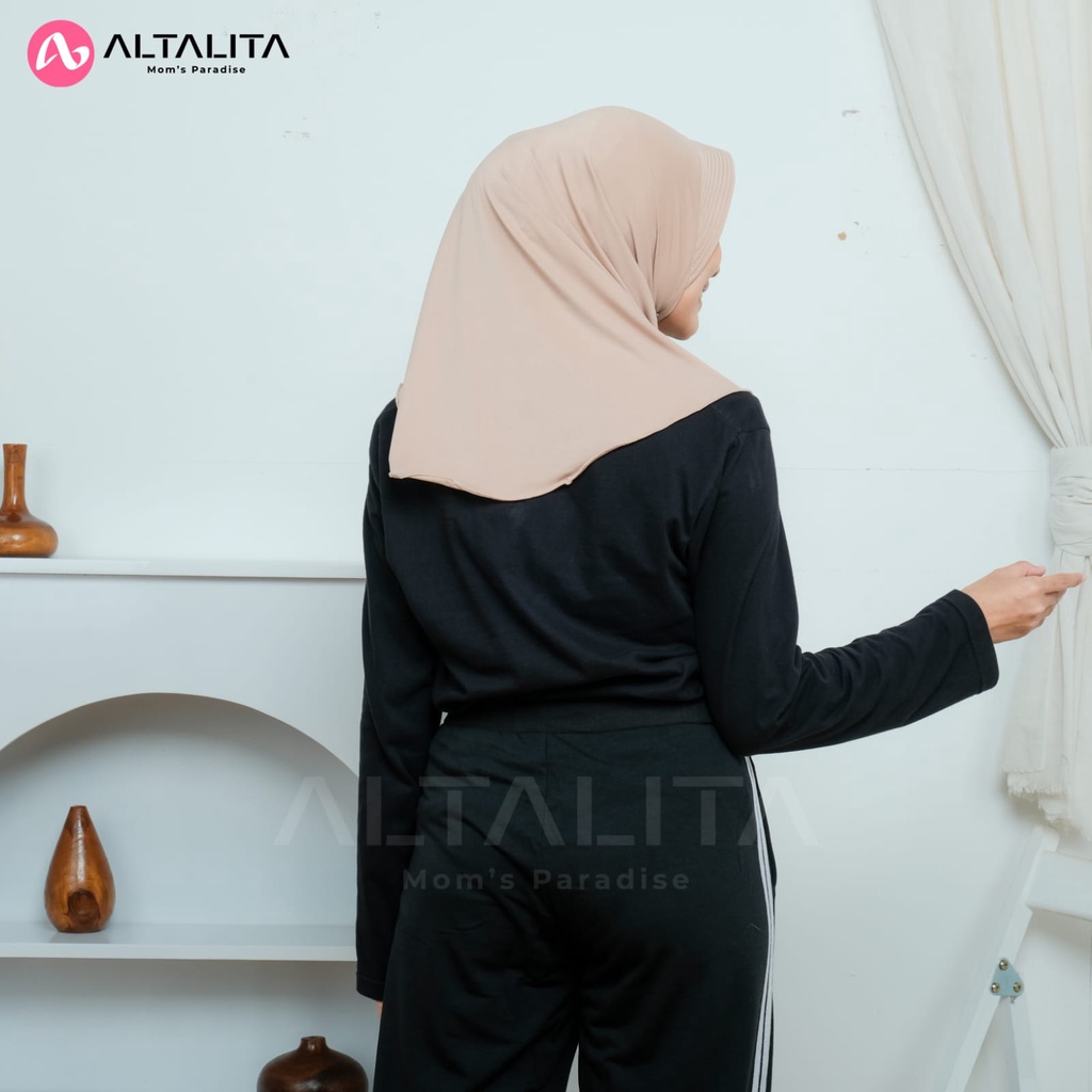 Altalita - Kerudung Instan Sporty Bahan Jersey Premium Terbaru | Hijab Bergo Jersey Krudung Instan Polos Olahraga Volly Senam | Jilbab Bergo Instan Jersey Sekolah Panjang Menutup Dada