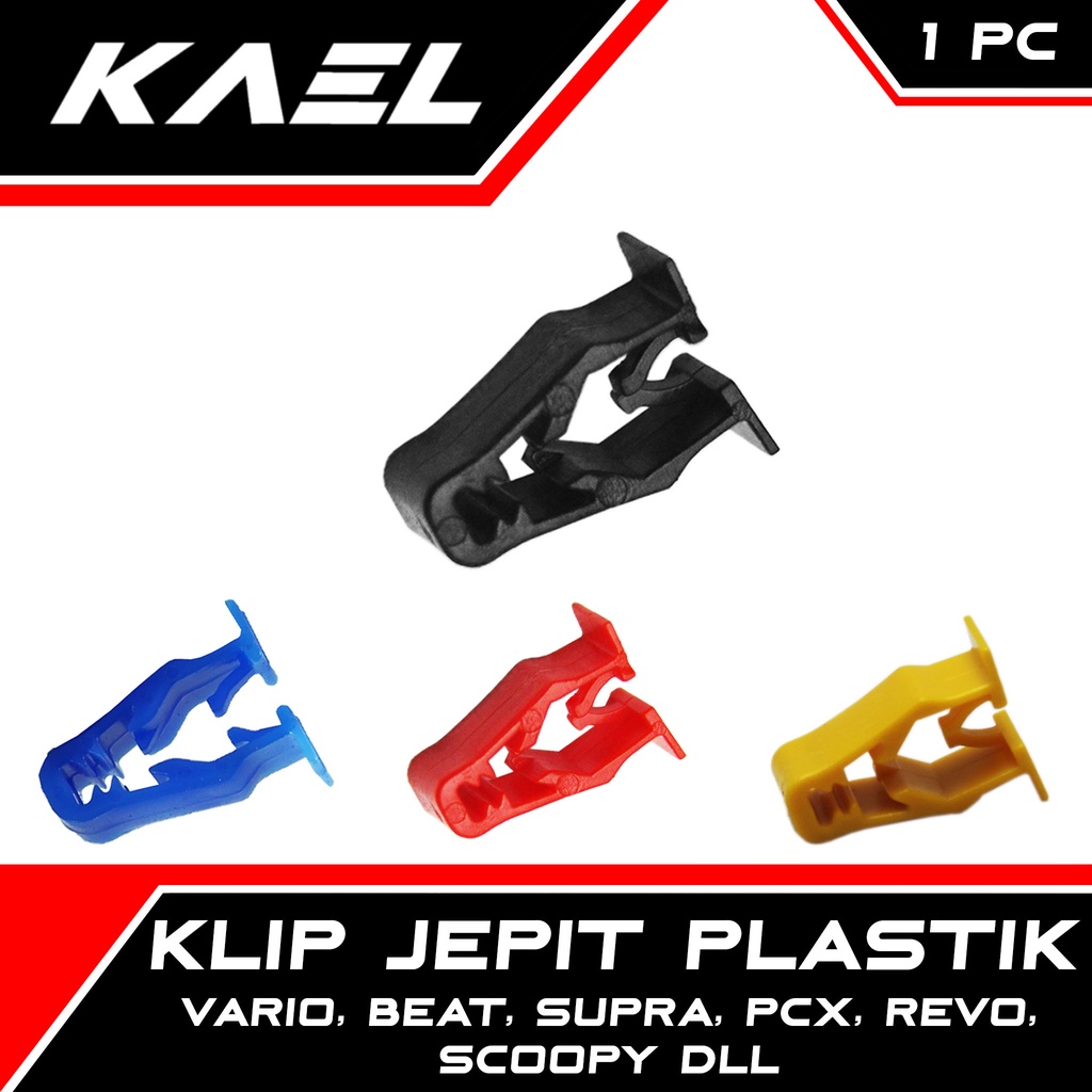 Klip Jepit Plastik Honda Vario &amp; Beat &amp; Supra &amp; PCX &amp; Revo &amp; Scoopy DLL Biru Merah Kuning Hitam Clip Rivet Snap Kancing Body Visor