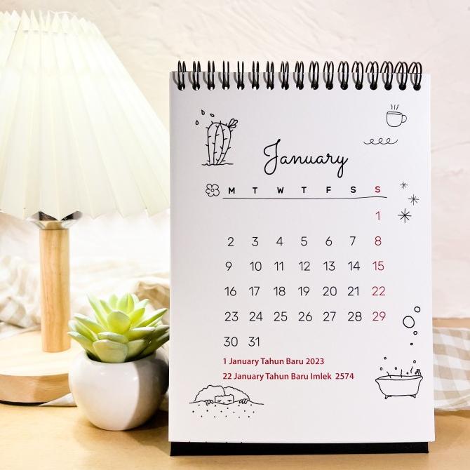 

Terbaru !!! Kalender Meja 2023 Doodle Style Premium Simple / Desk Calendar Spiral