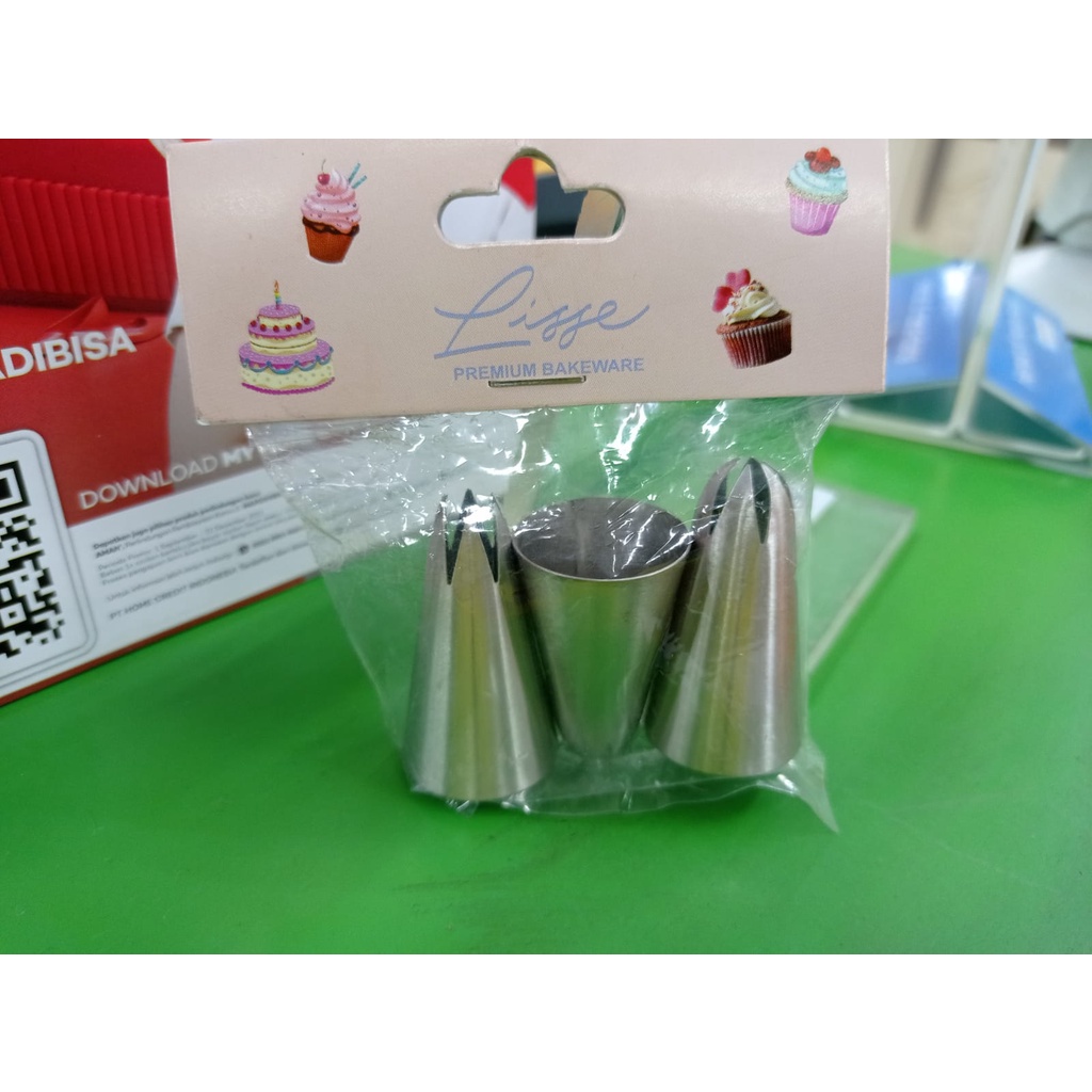 Spuit Hiasan Kue Stainless Steel - Spuit 1m 2d 2f Set 3pcs - Dek0005