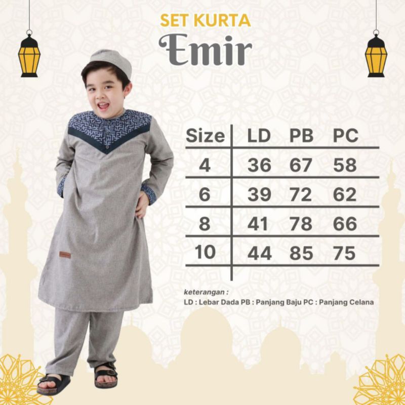 Koko Kurta Emir by Ali Brothers 4-11Thn Original set plus pecinya