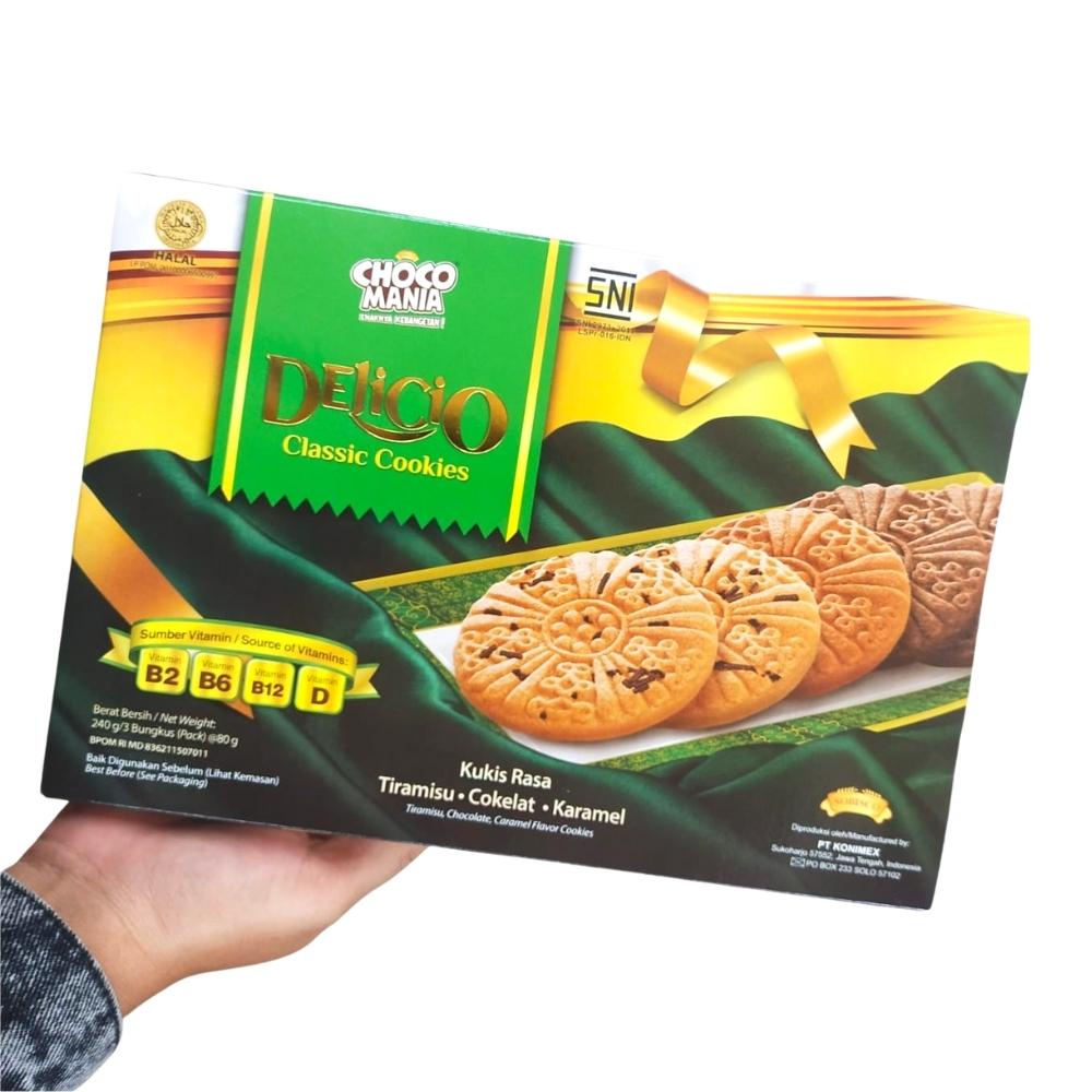 

Delicio Classic Cookies 240gr Choco Mania Kukis Rasa Tiramisu Cokelat Karamel