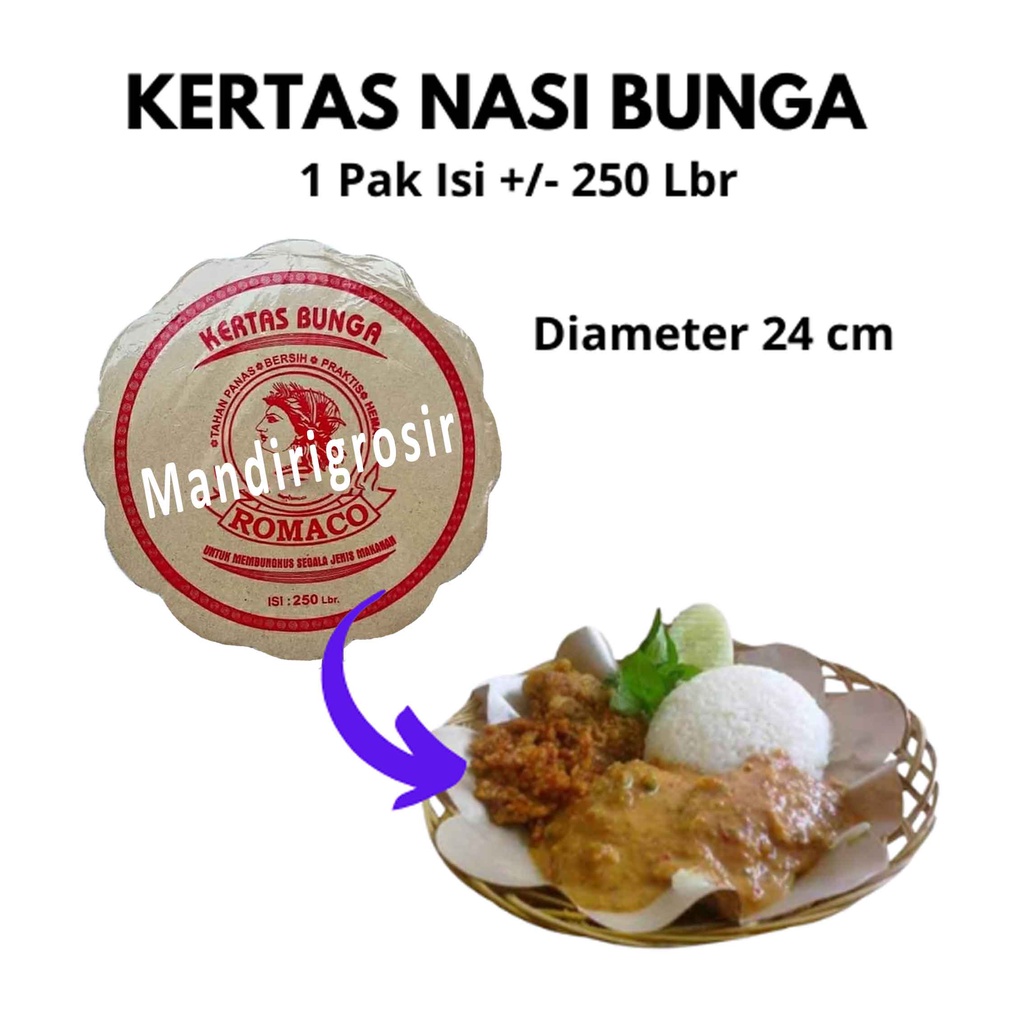 Kertas Nasi Bunga* Romaco* Pembungkus Makanan* uk 24cm