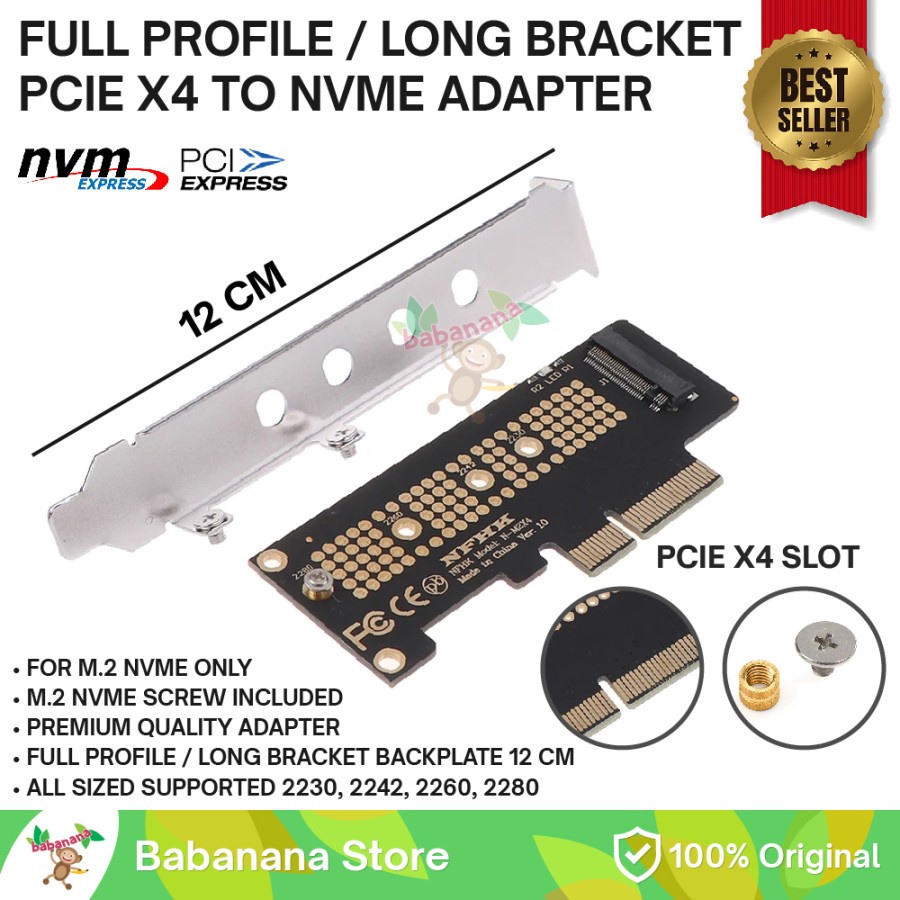 PCI X4 to NVME NGFF M.2 SSD Adapter Converter Hardisk PCIE Slot