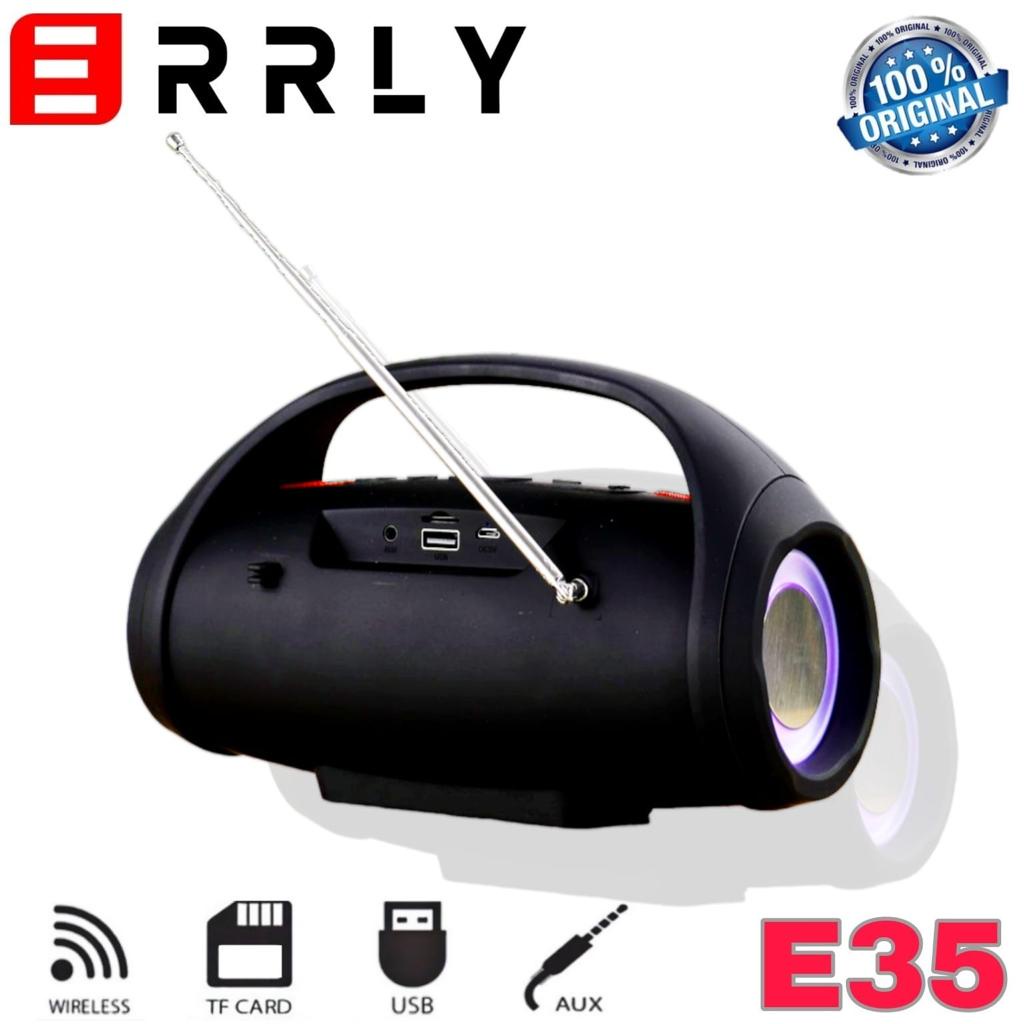 Speaker Bluetooth BOOMBOX Wireless ERRLY E35 Portable Antena Radio TWS 2IN1 Ring LED Light PowerFull High Bass