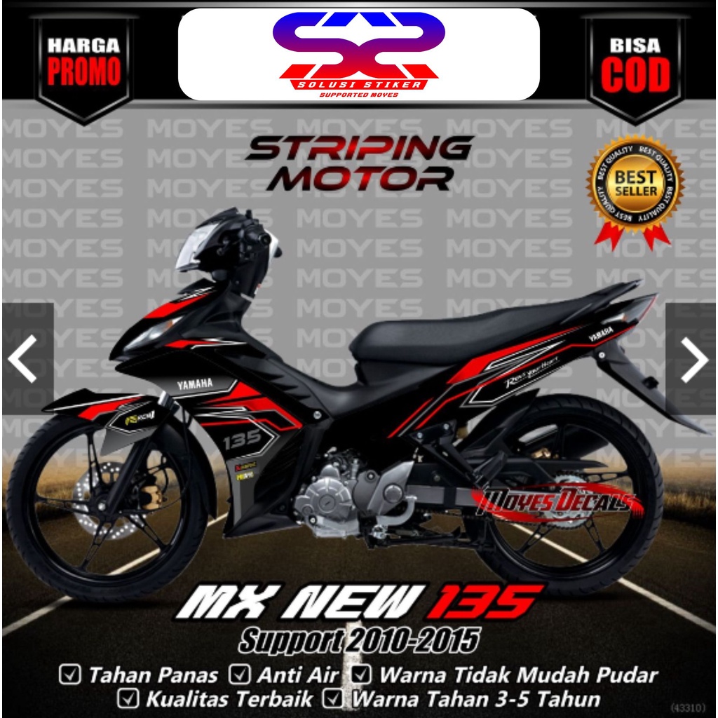 PROMO STRIPING STIKER  MX NEW 135 Motif Merah Striping Terbaru Stiker Variasi Motor