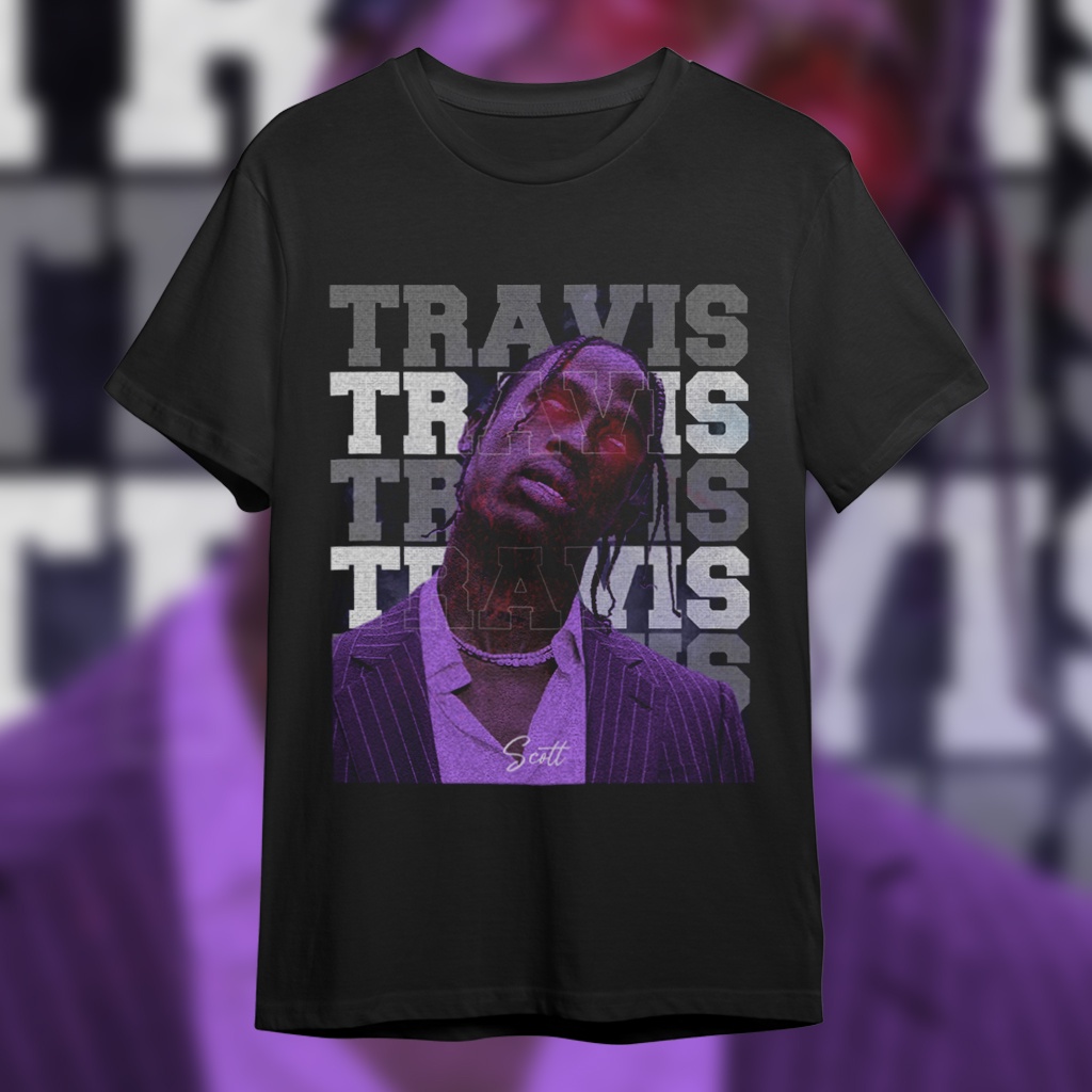 KAOS -TRAVIS SCOTT / T-SHIRT TRAVIS SCOTT / TRAVIS SCOTT BOOTLEG T-SHIRT VINTAGE STYLE / VINTAGE T-S