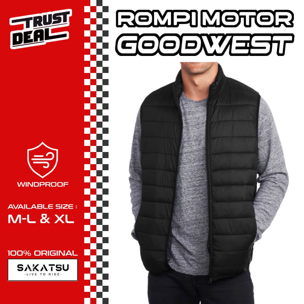 Rompi Jaket Winter Motor Touring Anti Angin SAKATSU GOODWEST Puffer Vest Windproof Pria Wanita Tebal