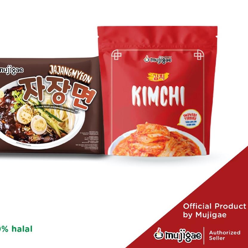 

➽ KOMBO Mujigae Jajangmyeon 265gr dan Mujigae Kimchi 200gr ▼