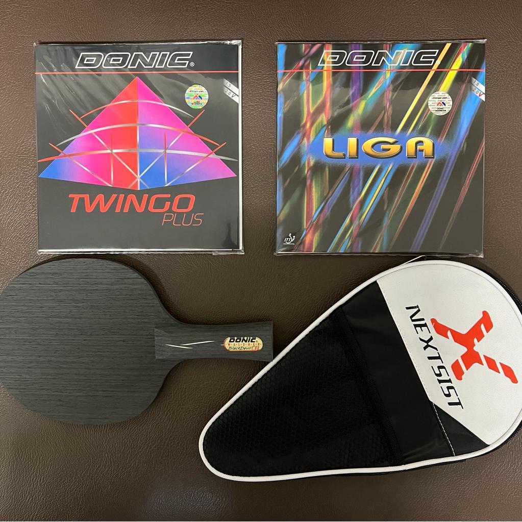 Raket Tenis Meja Donic Black Devil kombinasi karet Set