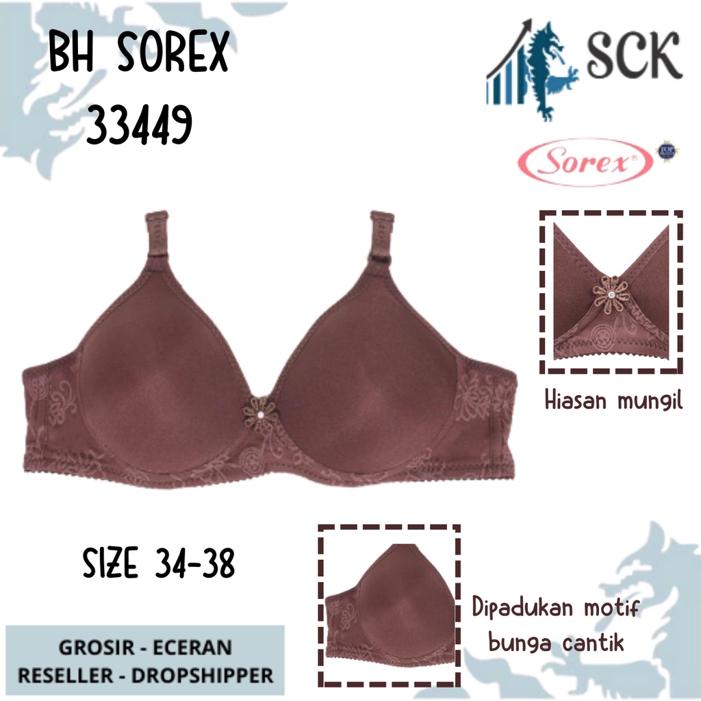 BH SOREX 33449 Tanpa Kawat Busa Tipis Polos CUP A / Pakaian Dalam Wanita Sorex