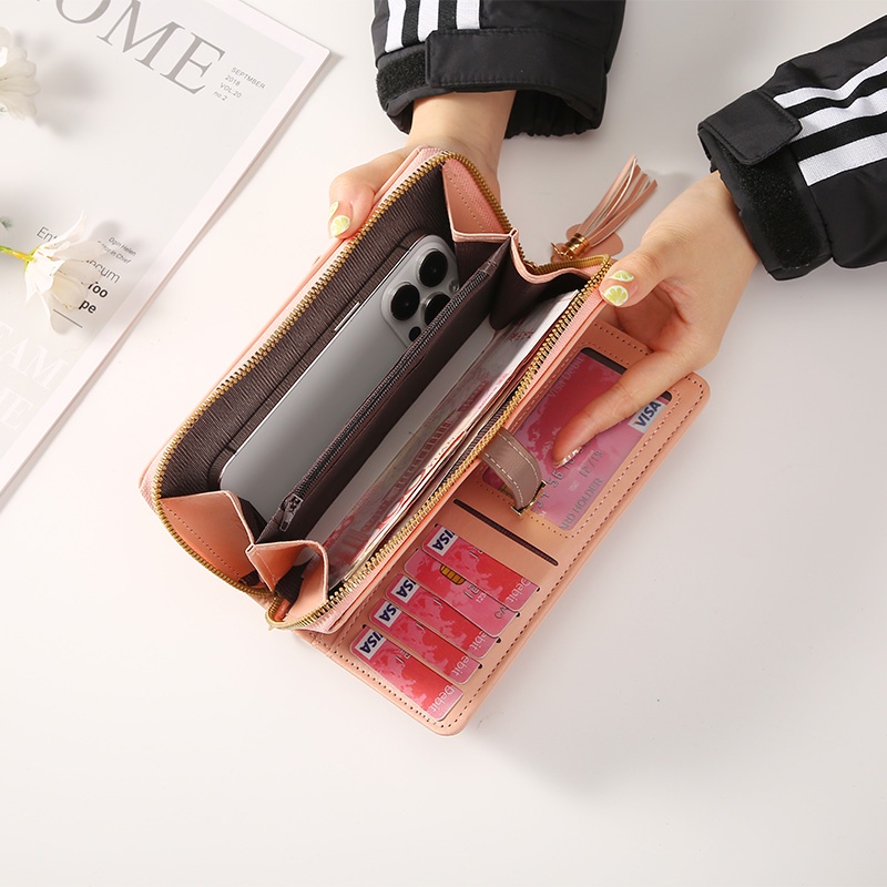 ASIN829 Dompet wanita long zipper fashion coin wallet fashion wallet multifungsi folding wallet JJ-912 imported thin type ladies folding wallet Dompet tombol panjang