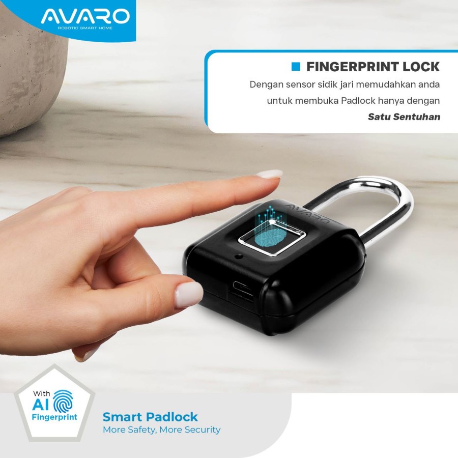 Avaro SL06 Smart Padlock Gembok Pintar AI Intelligence Zinc-alloy Steel