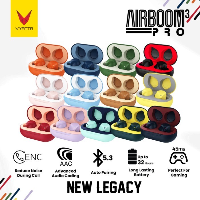 Terlaris Vyatta Airboom Pro 3 New Legacy Tws Fast Charging Super Bass Original
