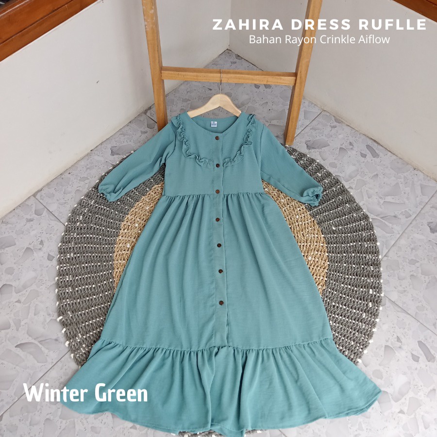 Gamis Zahira Ruffle Dress usia 3 - 6Tahun Bahan Rayon Crinkle Airflow//Gamis anak polos//gamis terlaris//termurah