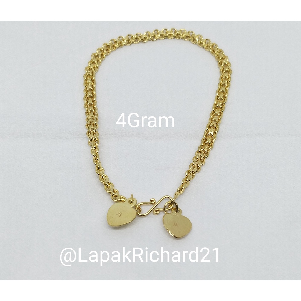 Gelang tangan Gelang dewasa double nori emas muda perhiasan emas 4gram