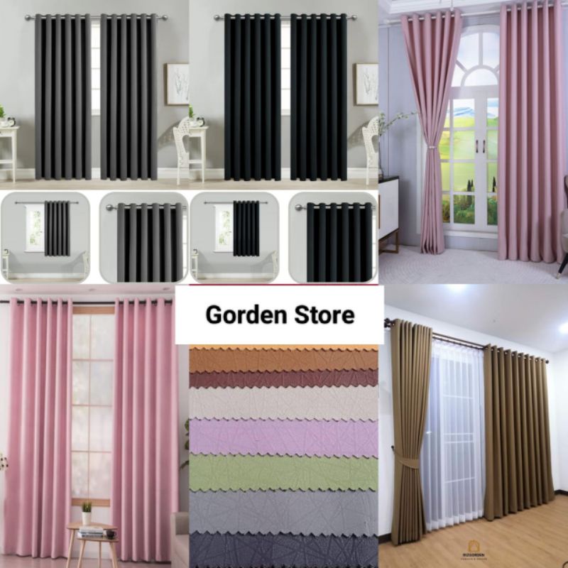 GORDEN MINIMALIS & JENDELA GORDEN BLACKOUT POLOS PREMIUM SERAT SAFRON