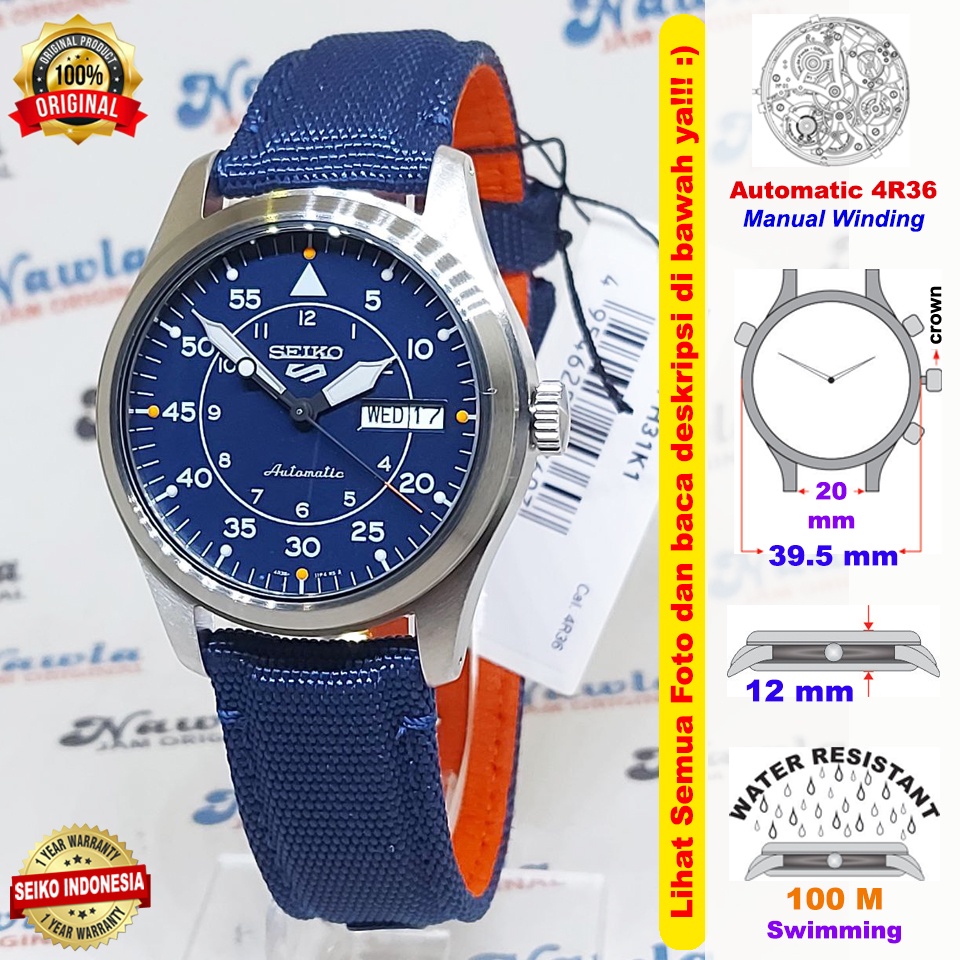 Seiko 5 Sports SRPH31K1 Street Blue Flieger - Jam Tangan Pria SRPH31