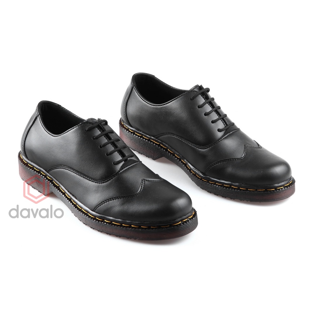 davalo Sepatu Kerja Pria Casual Pantofel Formal Docmart Dokmar HItam