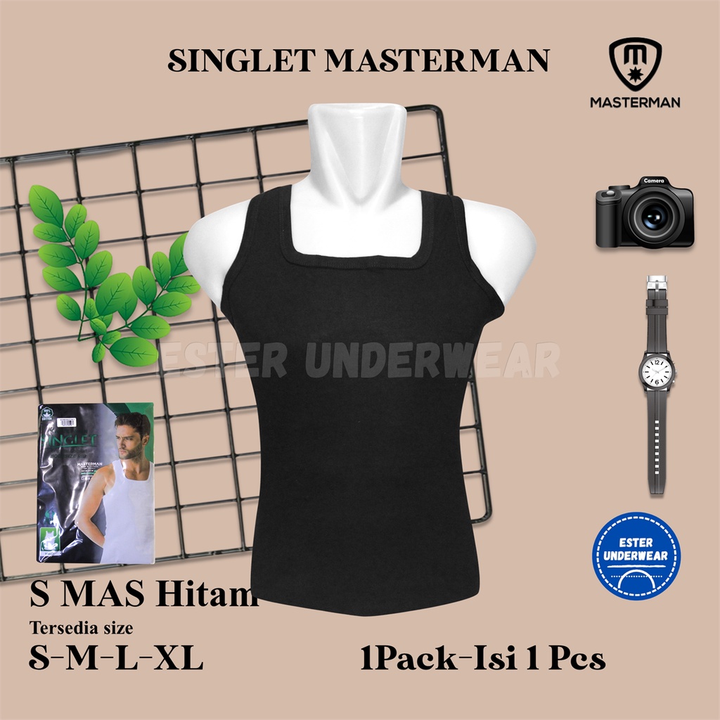 Kaos Singlet Pria MASTERMAN SMAS Hitam Isi 1Pcs