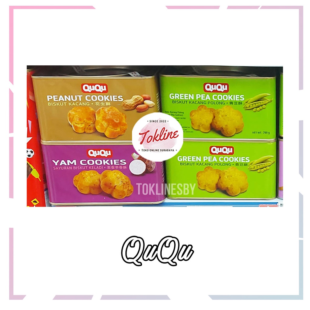 

QuQu Peanut Green Peas Yam Cookies 700gr Biskuit Kacang Polong Tanah Sayur Keladi