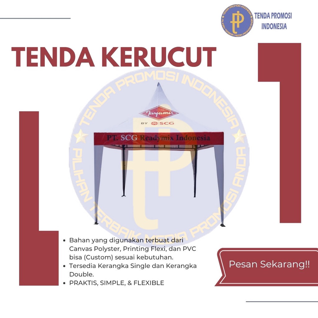 Tenda Kerucut Tenda Promosi tenda bazar tenda pameran promosi Uk. 1,5x1,5 m, 2x2 m, 3x3 m, 4x4 m, 5x