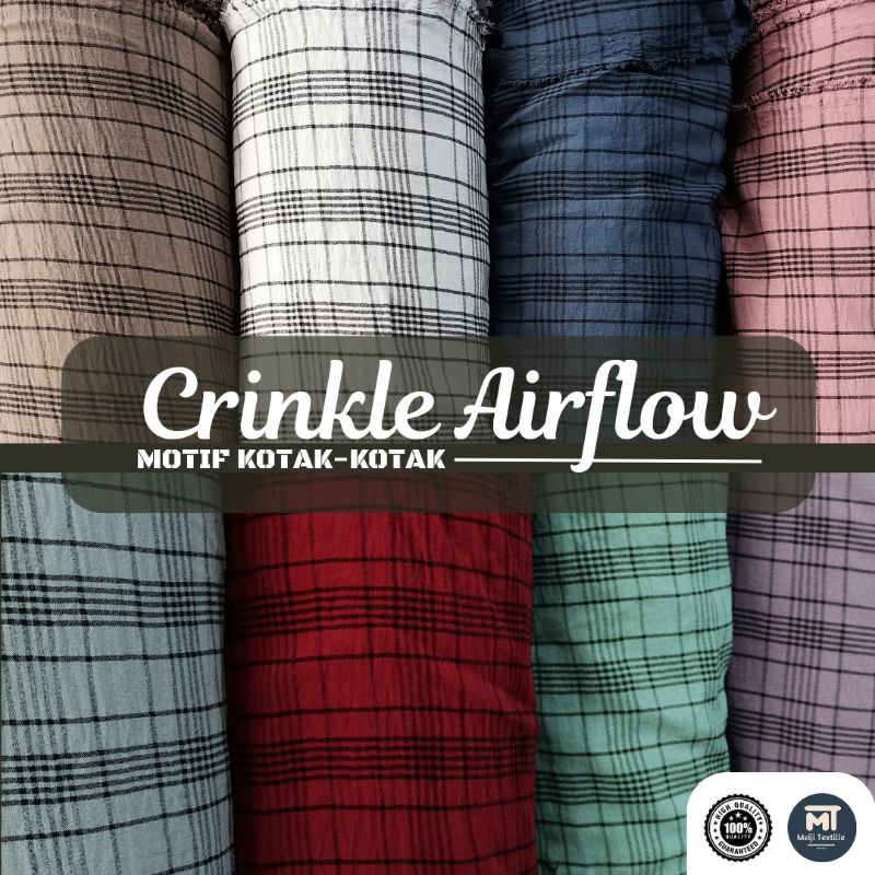 (UPDATE) Kain Katun Crinkle Airflow Motif Kotak-Kotak / Gamis,Outer,Kemeja,Dress / Lebar 150cm