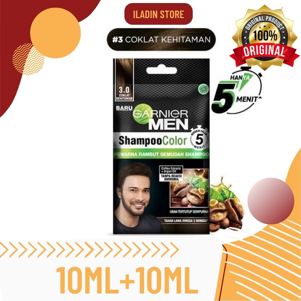 Garnier Men Shampoo Color 3.0 Coklat Kehitaman (10ml+10ml)