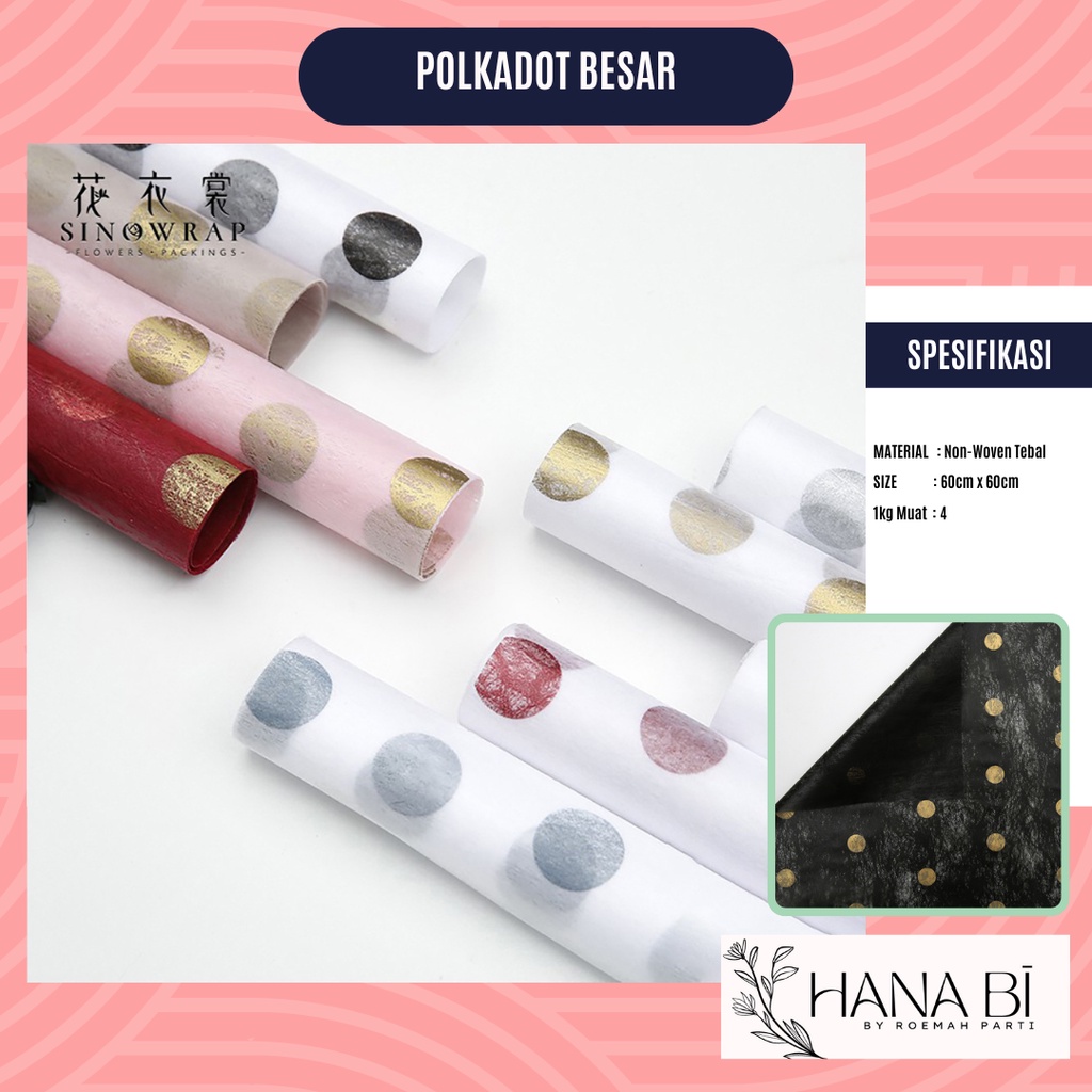 

5 Lembar Non Woven Buket Korea Bunga Flower Wrapping Paper Kado Polkadot Besar P.MH-004