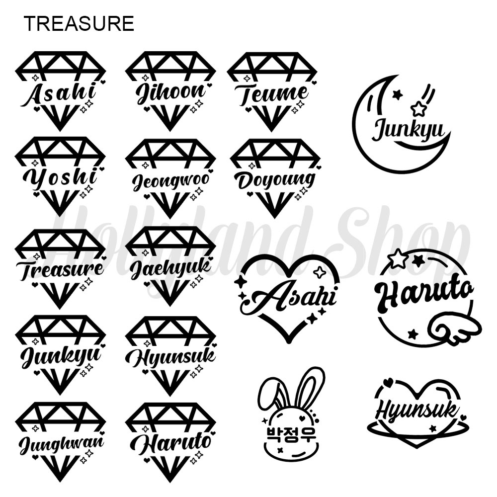 

Sticker Cutting TREASURE Member Nama Hangeul Lightstick (2pcs)