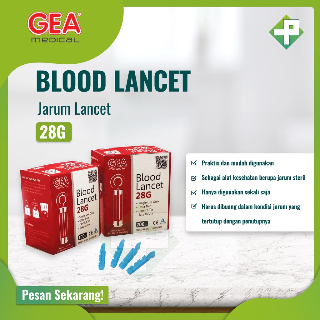 Blood Lancet GEA 28G / Jarum Lancet GEA 28G 100s