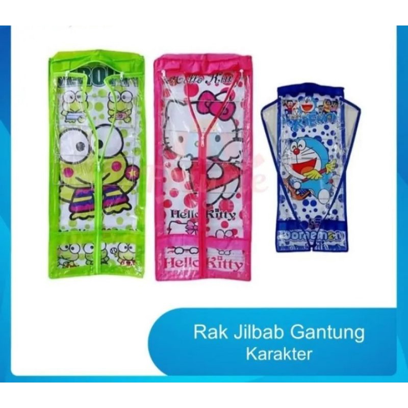 Rak hijab gantung karakter/Rak jilbab plastik praktis