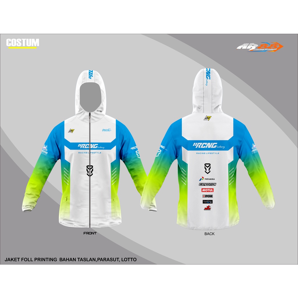 JAKET RACING TASLAN PARASUT WATERPROOF MURAH