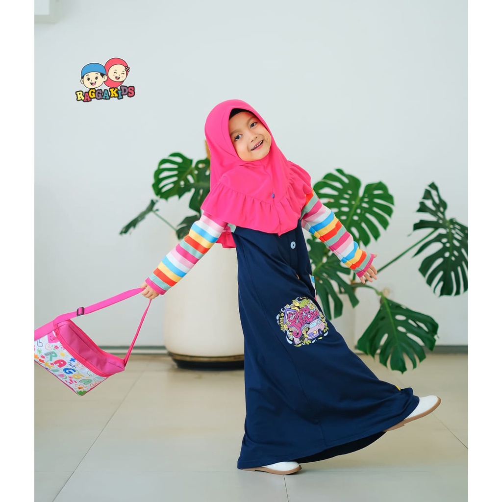 PAKAIAN GAMIS ANAK GRATIS TAS PEREMPUAN REMAJA 2 3 4 5 6 7 8 9 10 11 12 13 tahun TERBARU CASUAL BAHAN KAOS PREMIUM SYAR'I NYAMAN RAGGAKIDS RG 61