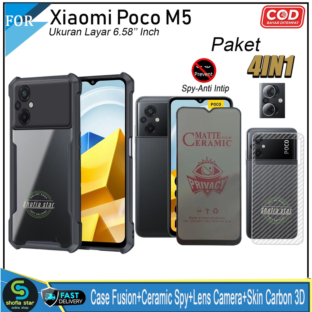 Paket 4in1 Case Xiaomi Poco M5 Poco M3 Poco F5 Poco X3/X3 Nfc Poco M4 Pro Poco X3 GT Poco X3 Pro Poco C40 Poco Softcase Fusion Shockproof Transparan Protect Casing