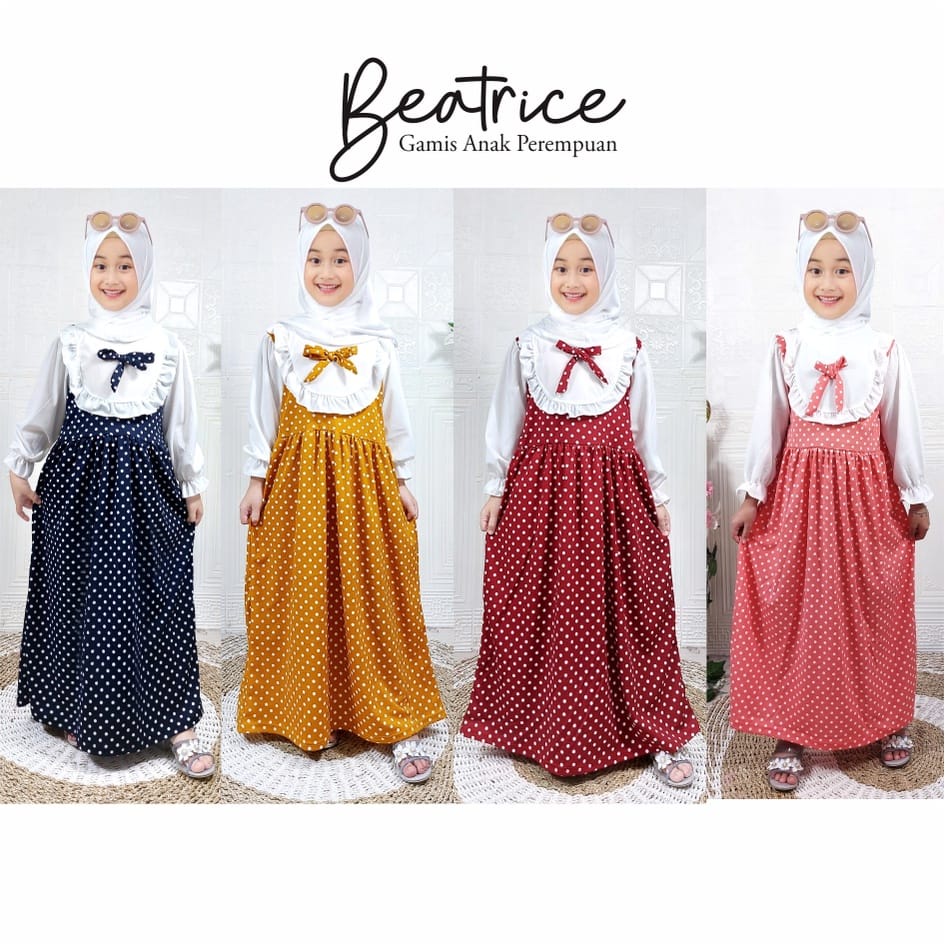 GAMIS POLKADOT SET HIJAB ANAK / Gamis Anak Beatrice Polkadot / GAMIS SAKURA ANAK / BAJU GAMIS ANAK P