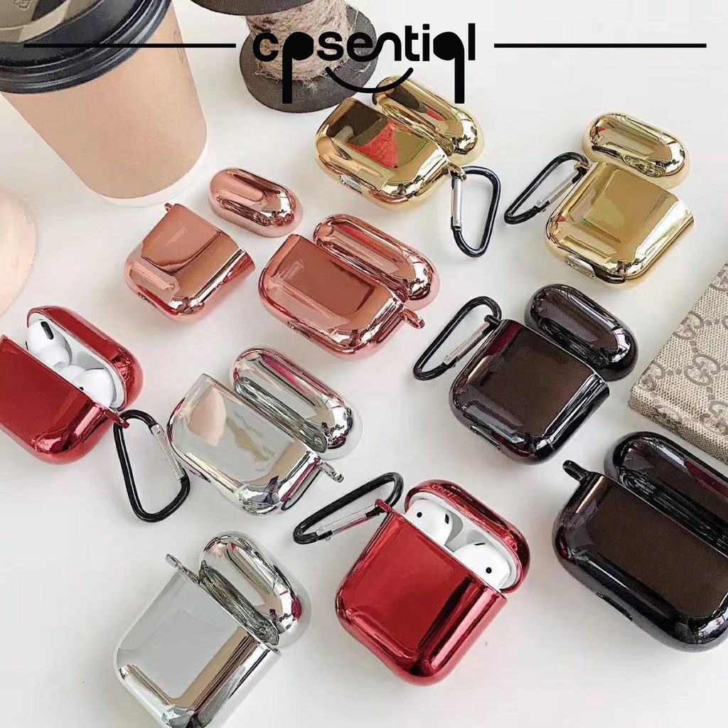 COD Case Airpods Gen 1/2 Gen 3 Pro Inpods 12 i12 Electroplated Metallic Glossy Keren | Protection Case Warna Merah Metalic Gold Rose Gold Black Silver | Silicone Casing Premium