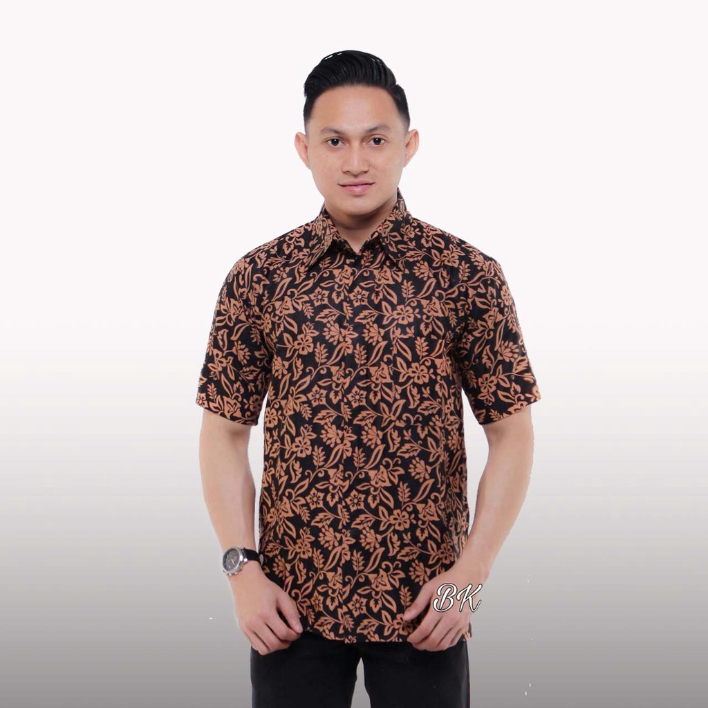 terbaru kemeja batik pria dewasa sogan lawasan coklat kemeja batik casual bimasakti seragam batik M L XL XXL - baju batik pria lengan panjang - baju batik pria lengan pendek.