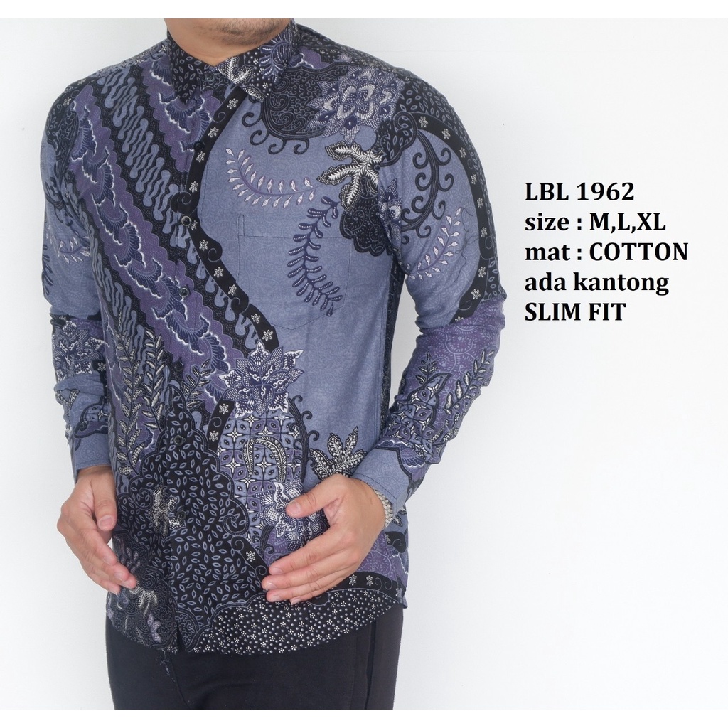 Baju Batik Pria Slimfit Kemeja Lengan Panjang Hem Slim Fit LBL 1962