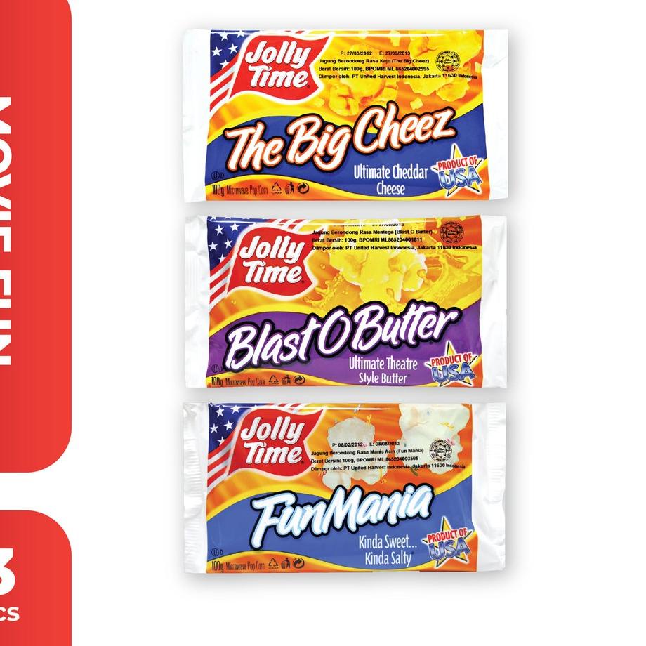 

Harga Kompetitif Jolly Time - Paket Movie Fun (1BOB, 1FM, 1TBC) - Mircowave Popcorn
