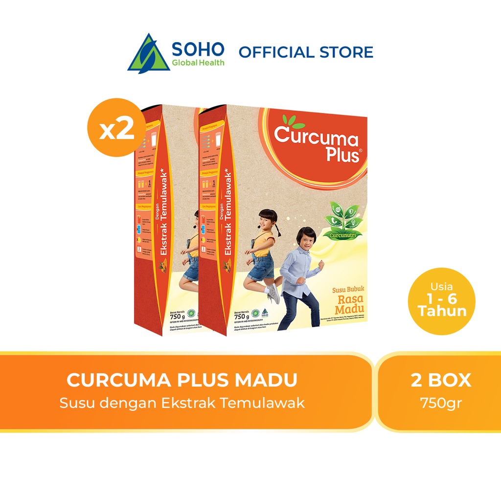 Curcuma Plus Susu Bubuk Ekstrak Temulawak Madu 750gr - Paket isi 2