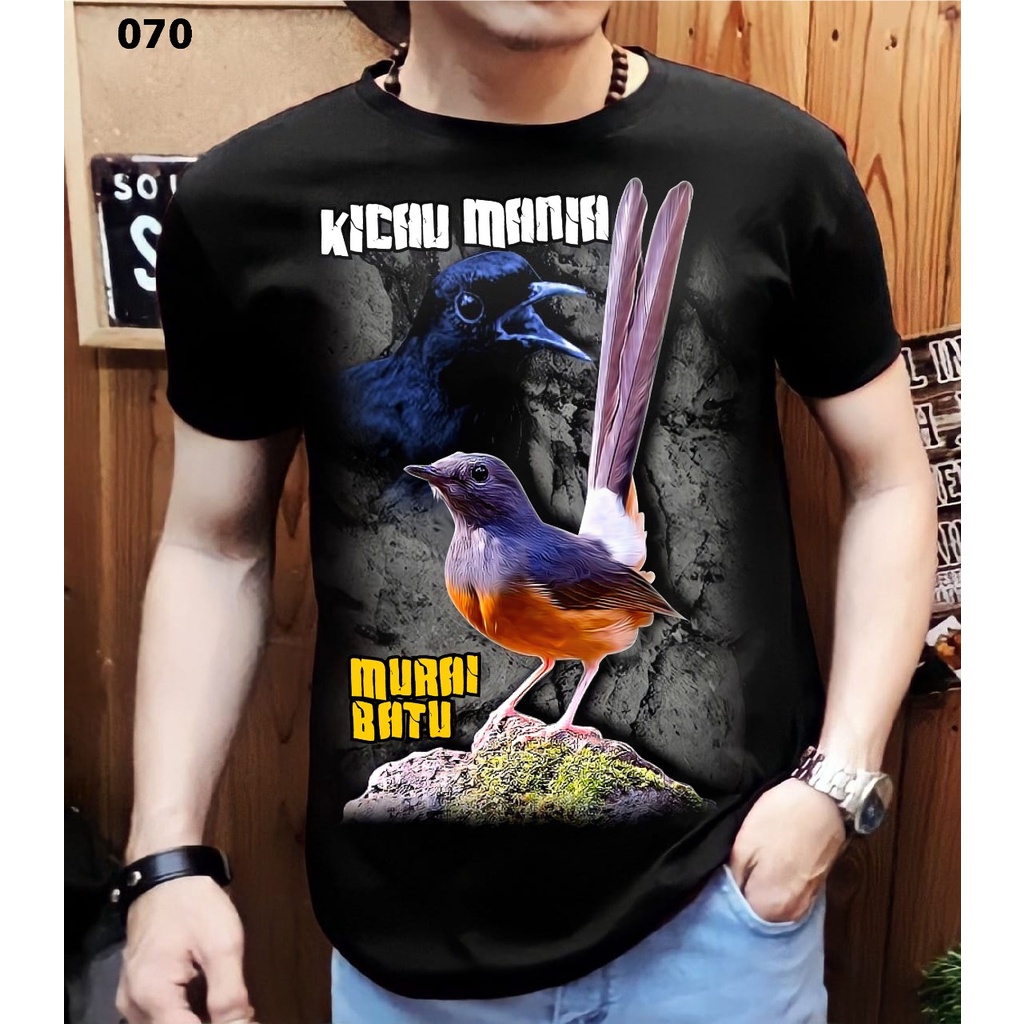 Kaos distro pria / Jual khusus Kaos Burung Kacer / lovebird / murai / elang / hobby burung