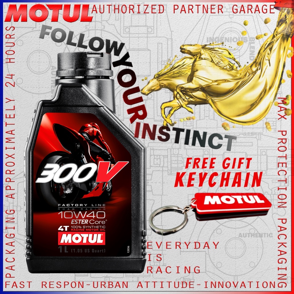 MOTUL 300V FACTORY LINE ROAD RACING 1L 10W40 OLI MOTOR IMPORT ORIGINAL MADE IN FRANCE