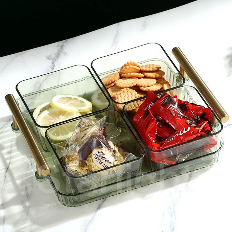 New Starlight Mangkok Side Dish Wadah Saji Set Tatakan Snack Kue Kering Kotak Nampan Set Plastik