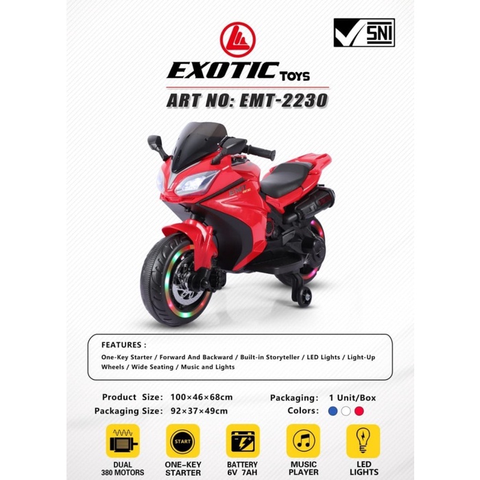 MOTOR AKI NINJA CAS MAINAN ANAK / MOTOR MOTORAN ANAK EXOTIC 2230 TERBARU