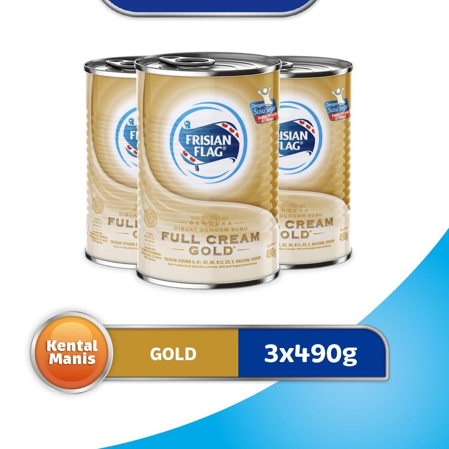

✤ Frisian Flag Susu Kental Manis Gold Kaleng 490gr - 3 Pcs ➱